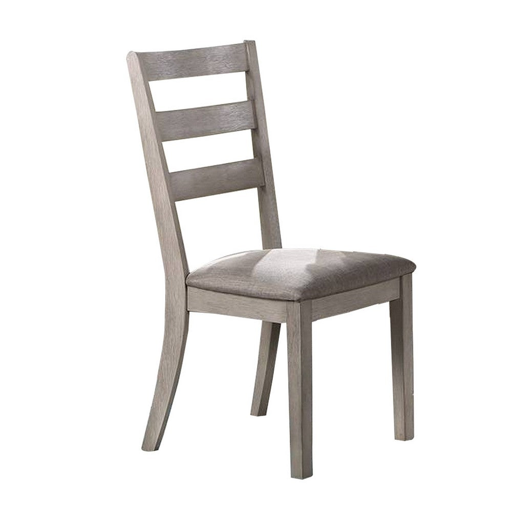 5 Piece Dining Set, Rectangular Table, 4 Chairs, Padded Seating, Light Gray