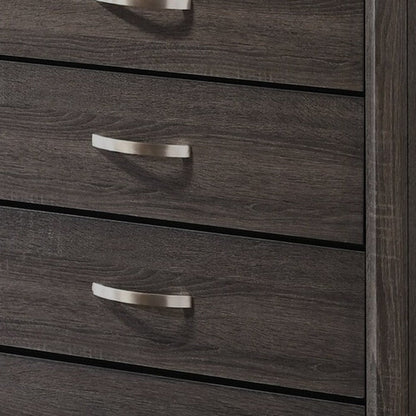 50 Inch Classic 5 Drawer Tall Dresser Chest with Metal Handles, Oak Gray
