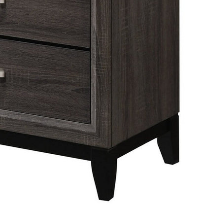 50 Inch Classic 5 Drawer Tall Dresser Chest with Metal Handles, Oak Gray