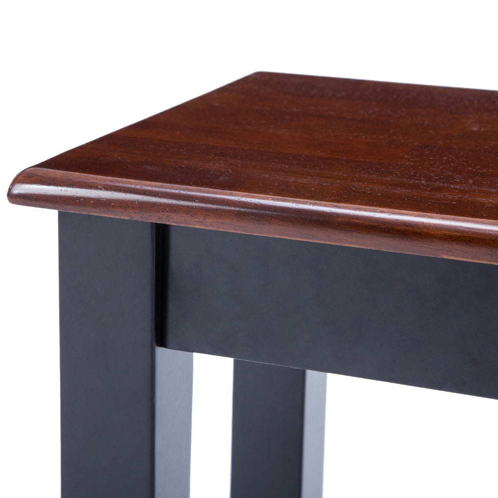 Zoy 48 Inch Wood Dining Bench, Cherry Brown Top, Classic Black Tapered Legs