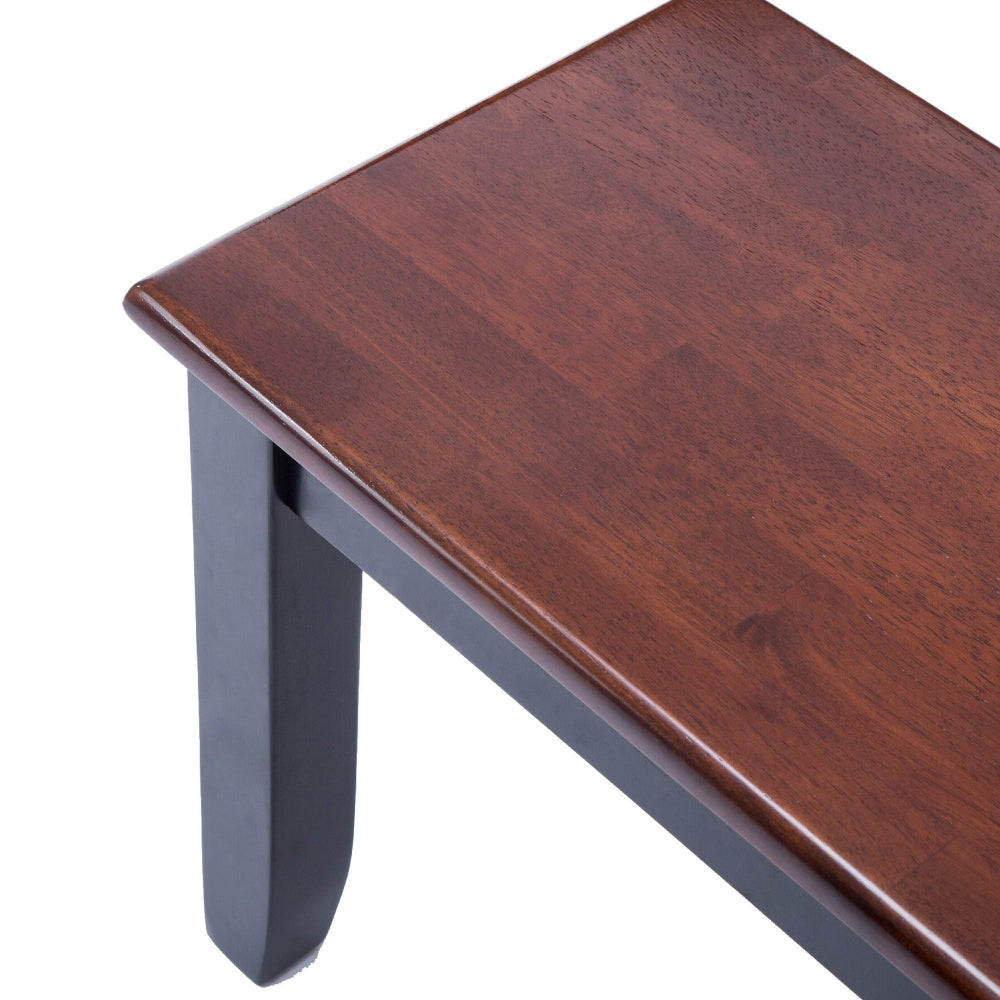 Zoy 48 Inch Wood Dining Bench, Cherry Brown Top, Classic Black Tapered Legs