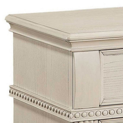 Akia 28 Inch Traditional 3 Drawer Nightstand, Metal Knobs, Crisp White