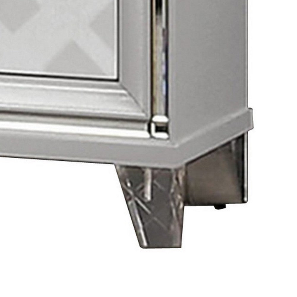 Beli 30 Inch Modern 2 Drawer Nightstand, Carved Acrylic Feet, Crisp White