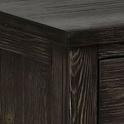Novi 20 Inch Modern 2 Drawer Nightstand, Wood Grain Details, Dark Gray