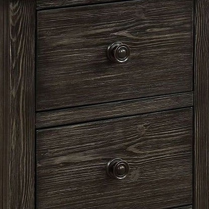 Novi 20 Inch Modern 2 Drawer Nightstand, Wood Grain Details, Dark Gray