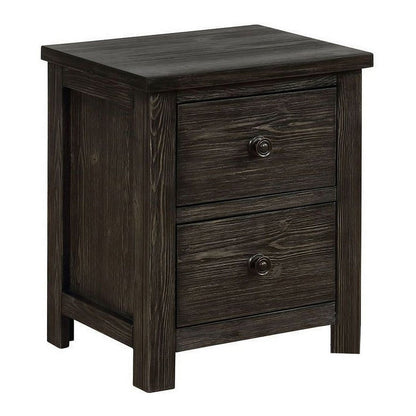 Novi 20 Inch Modern 2 Drawer Nightstand, Wood Grain Details, Dark Gray