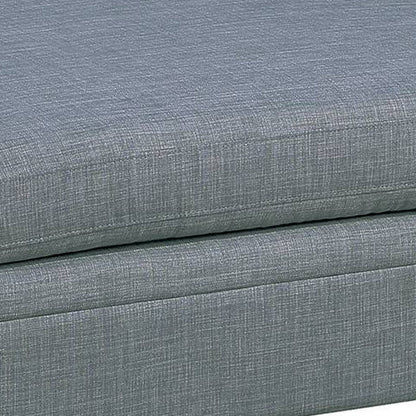 37 Inch Ottoman, Padded Square Seat, Smooth Steel Gray Dorris Fabric