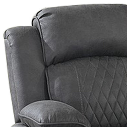 Seda 71 Inch Power Reclining Loveseat, Storage Console, Gray Faux Leather