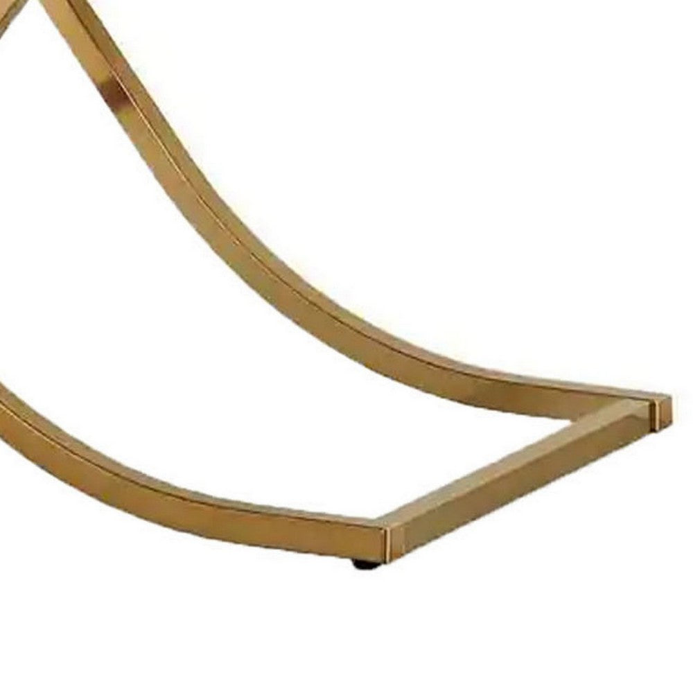 Gavin 48 Inch Sofa Console Table, Mirrored Panels, Crossed Frame, Gold
