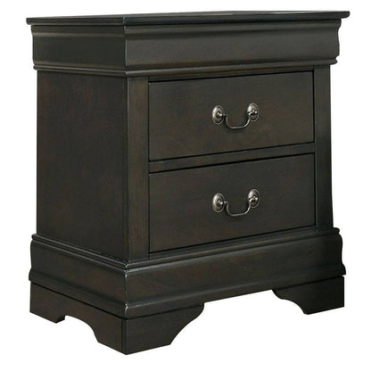 Ryla 24 Inch Nightstand, 2 Drawers, Solid Wood, Metal Drop Handles, Gray