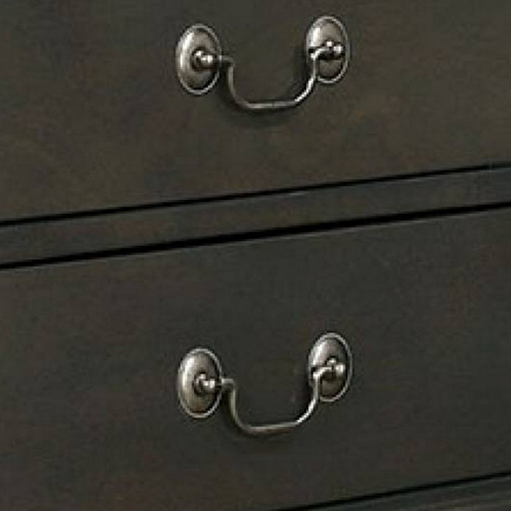 Ryla 24 Inch Nightstand, 2 Drawers, Solid Wood, Metal Drop Handles, Gray