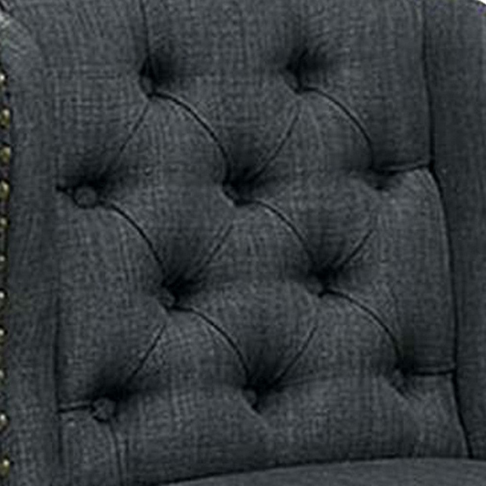 Bega 24 Inch Counter Height Chair, Set of 2, Wingback, Tufted, Smooth Gray
