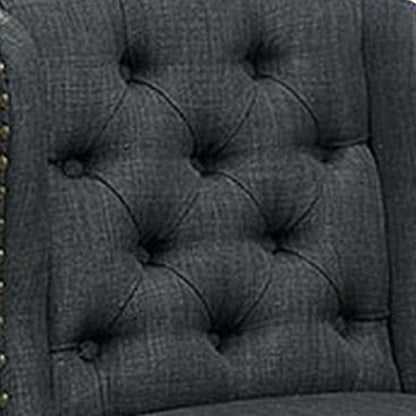 Bega 24 Inch Counter Height Chair, Set of 2, Wingback, Tufted, Smooth Gray