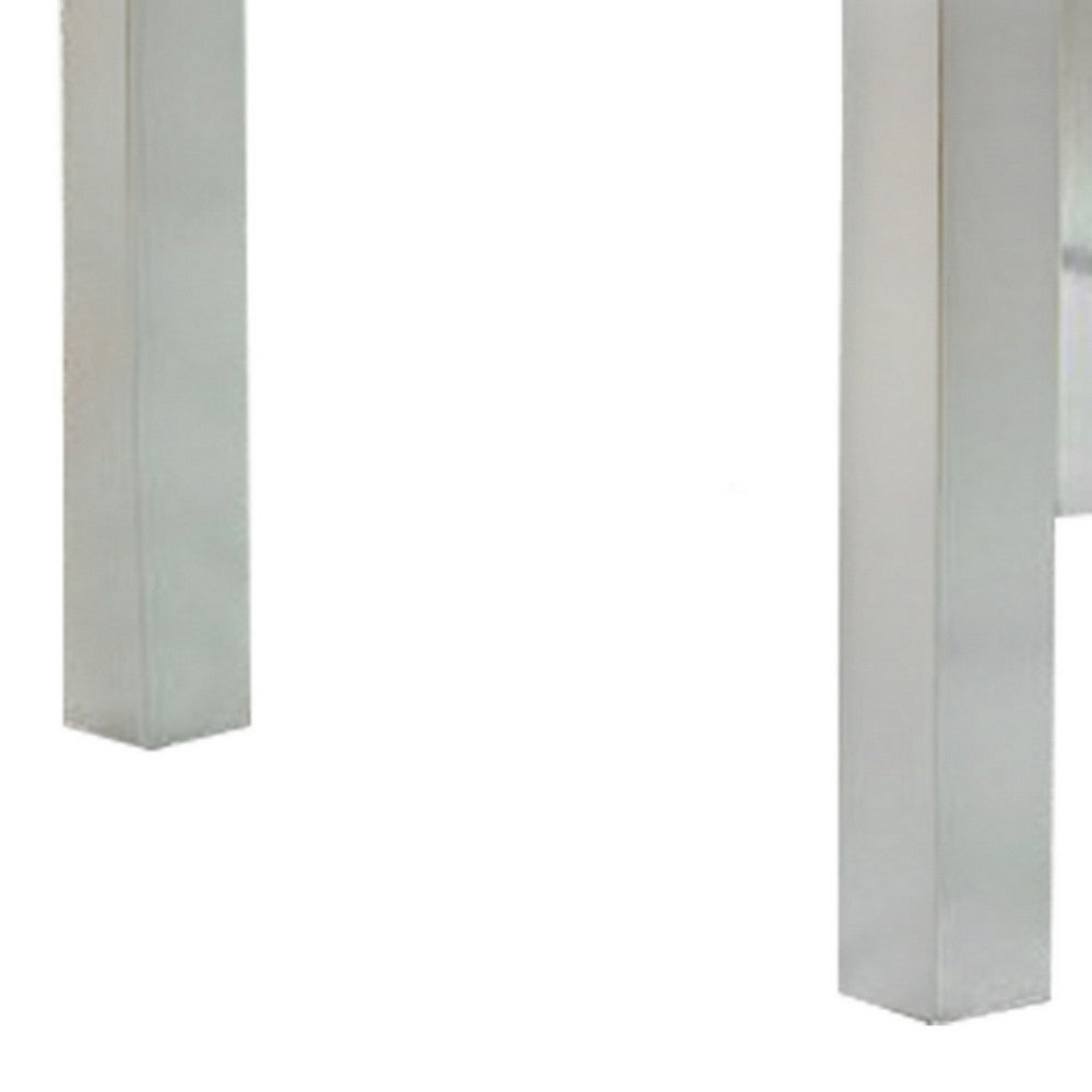 Jan 39 Inch Counter Height Glass Table, Square Top, Curved, Chrome Legs