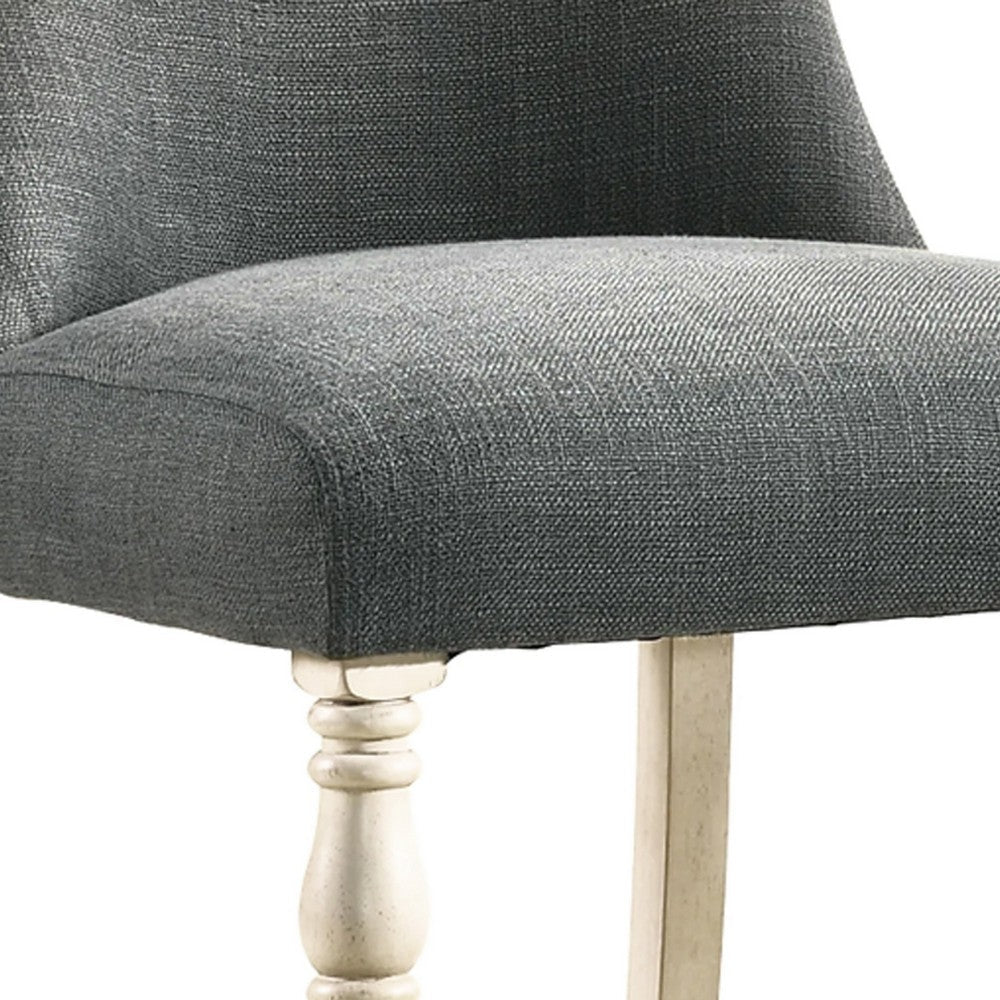 Swan 26 Inch Counter Height Chair, Set of 2, Gray Seat, Ivory Turned Legs