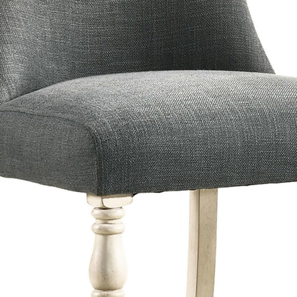 Swan 26 Inch Counter Height Chair, Set of 2, Gray Seat, Ivory Turned Legs