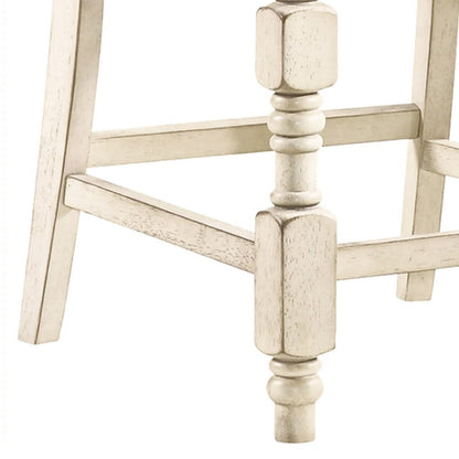Swan 26 Inch Counter Height Chair, Set of 2, Gray Seat, Ivory Turned Legs