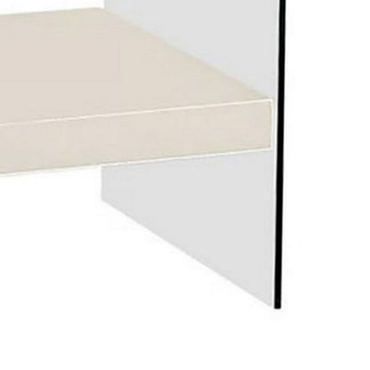 Stub 23 Inch Side End Table, Glossy White Wood, Glass Side Panels, 1 Drawer