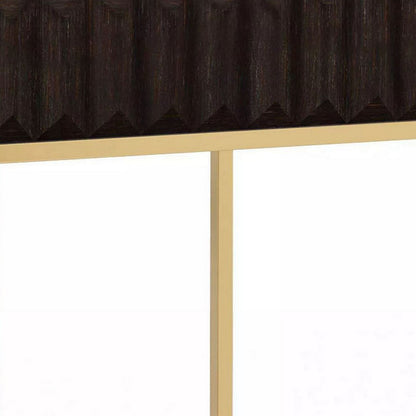 Bran 23 Inch Square Side End Table, Brown Wood, Gold Steel Base, 1 Drawer