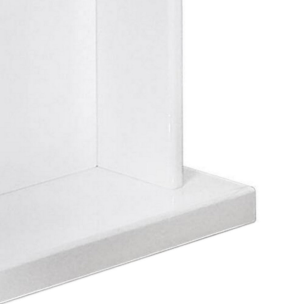 Liam 22 Inch Square Side End Table, White Wood, Pedestal Base, Glass Top