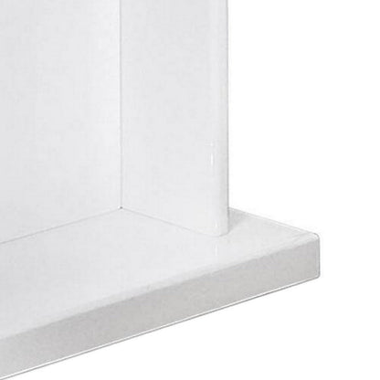 Liam 22 Inch Square Side End Table, White Wood, Pedestal Base, Glass Top