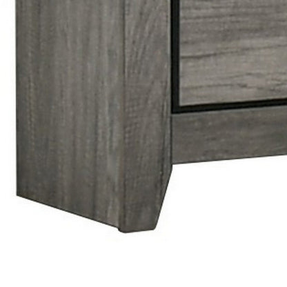 Lei 26 Inch 2 Drawer Nightstand, Sleek Metal Handles, Modern Gray Finish