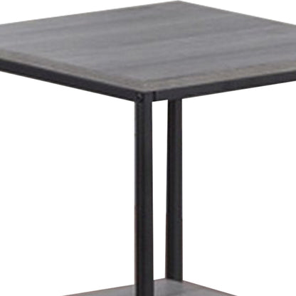 3 Piece Cocktail Set with Coffee Table and 2 End Tables, Wood Shelves, Gray