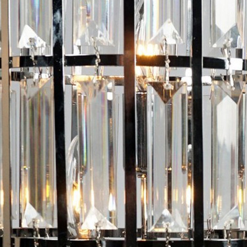 20 Inch Modern Table Lamp, Metal Cage Shade with Glass Accents, Chrome