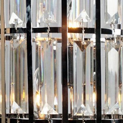20 Inch Modern Table Lamp, Metal Cage Shade with Glass Accents, Chrome