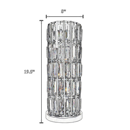 20 Inch Modern Table Lamp, Metal Cage Shade with Glass Accents, Chrome