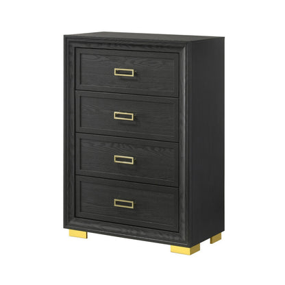 Nio 48 Inch Tall 4 Drawer Dresser Chest, Bracket Legs, Frame Handles, Gray