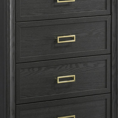 Nio 48 Inch Tall 4 Drawer Dresser Chest, Bracket Legs, Frame Handles, Gray