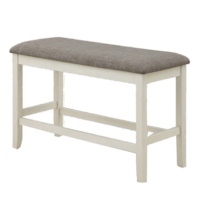 Mon 40 Inch Counter Height Dining Bench, Padded Seat, Chalk Gray Upholstery