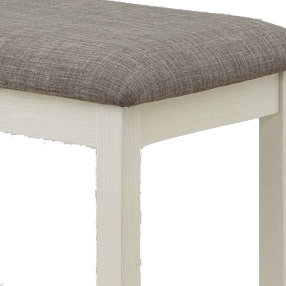 Mon 40 Inch Counter Height Dining Bench, Padded Seat, Chalk Gray Upholstery