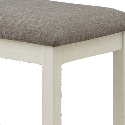 Mon 40 Inch Counter Height Dining Bench, Padded Seat, Chalk Gray Upholstery