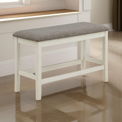 Mon 40 Inch Counter Height Dining Bench, Padded Seat, Chalk Gray Upholstery