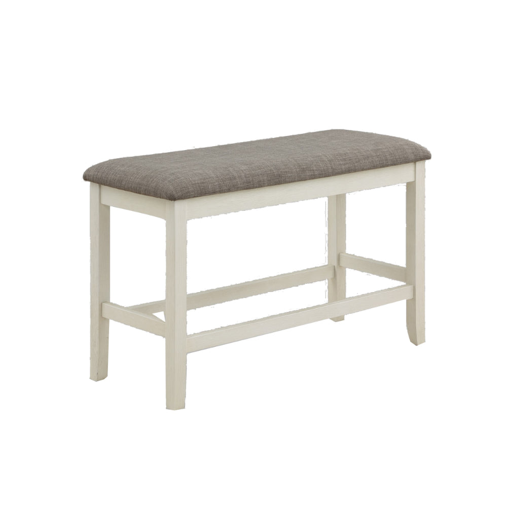 Mon 40 Inch Counter Height Dining Bench, Padded Seat, Chalk Gray Upholstery