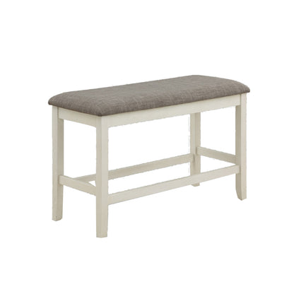 Mon 40 Inch Counter Height Dining Bench, Padded Seat, Chalk Gray Upholstery