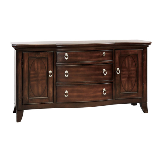 Koot 56 Inch 3 Drawer Buffet Console, Storage Cabinets, Adjustable Shelves
