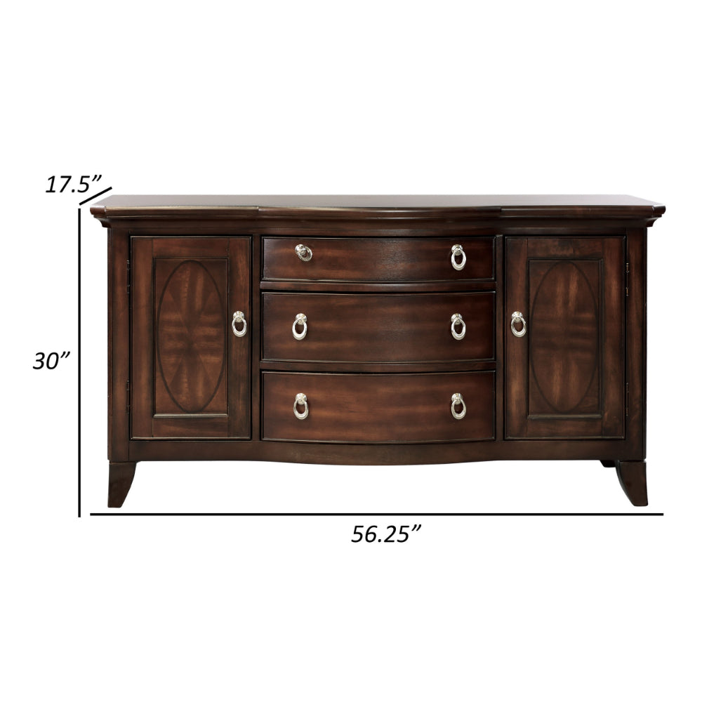 Koot 56 Inch 3 Drawer Buffet Console, Storage Cabinets, Adjustable Shelves