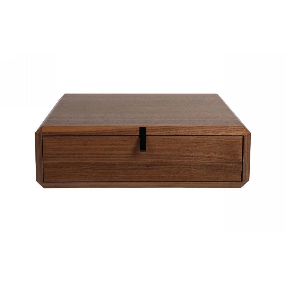 20 Inch Nightstand Drawer Box, Beveled Edges, Angled Handles, Brown Wood
