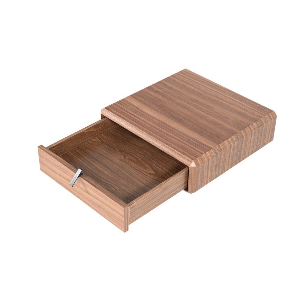 20 Inch Nightstand Drawer Box, Beveled Edges, Angled Handles, Brown Wood