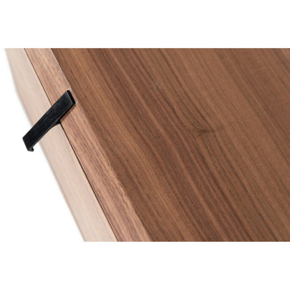 20 Inch Nightstand Drawer Box, Beveled Edges, Angled Handles, Brown Wood
