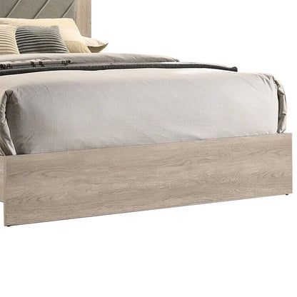 Cato Upholstered California King Bed, Tufted Gray Headboard, Cream White