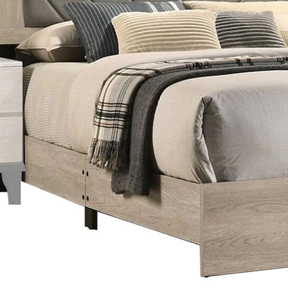 Cato Upholstered Queen Size Bed, Chevron Tufted Gray Headboard, Cream