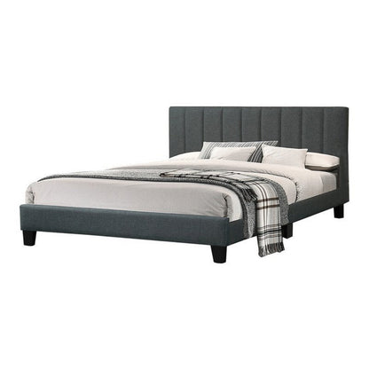Dex Modern Platform Full Size Bed, Plush Tufted Upholstery, Charcoal Gray