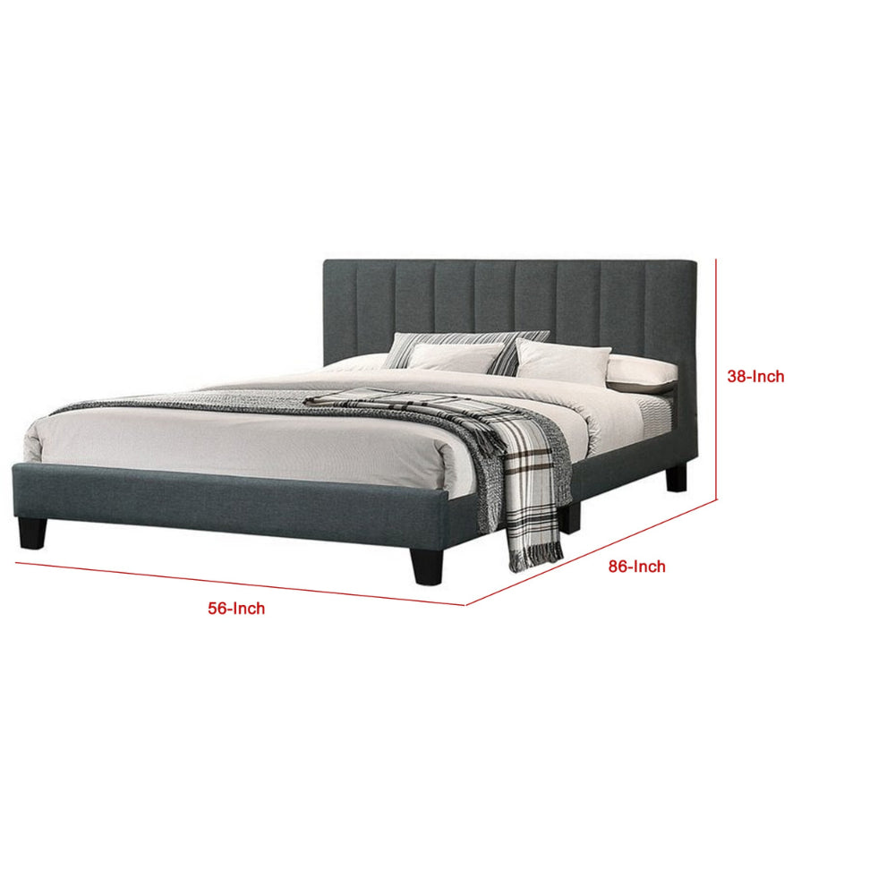Dex Modern Platform Full Size Bed, Plush Tufted Upholstery, Charcoal Gray