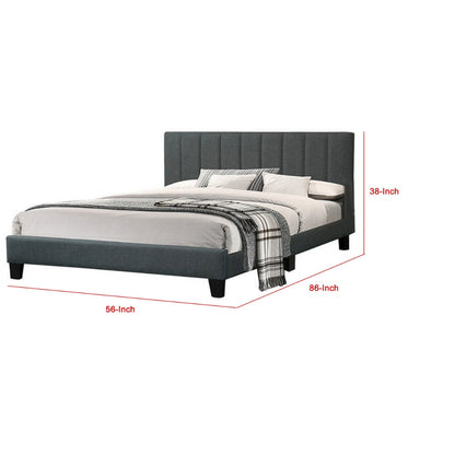 Dex Modern Platform Full Size Bed, Plush Tufted Upholstery, Charcoal Gray