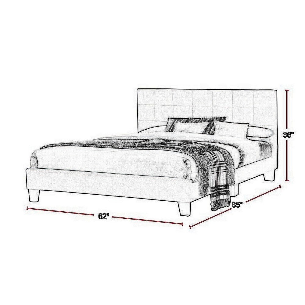 Dex Modern Platform Queen Size Bed, Plush Tufted Upholstery, Charcoal Gray