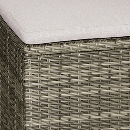 Foca 18 Inch Outdoor Square Ottoman, Set of 2, Gray Fabric, Faux Wicker